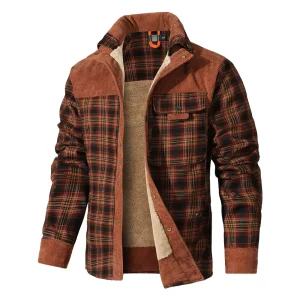Men's Winter Windproof Warm Sherpa Lined Flannel  Jacket