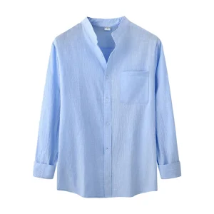 Men s Spring Long Sleeve Solid Color Button Up Shirt