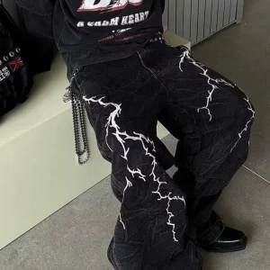 Retro Street Design Thorn Embroidery  Loose Jeans 's