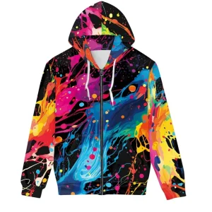 Graffiti Tie Dye 3d Graphic Zipper Hoodie Sweatshirt