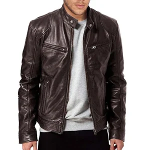 Mens Motorcycle Leather Jacket slim fit