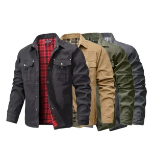 Men's Jackets Spring Flannel Lined Shirt Coat